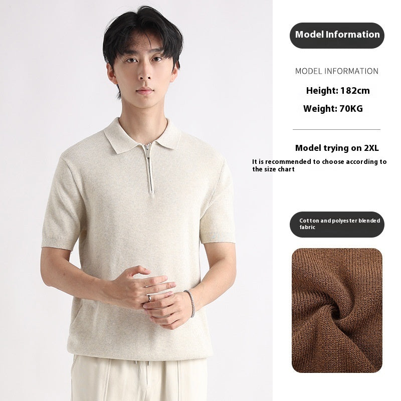 Men's Knitted Short-sleeved Ice Silk Polo Shirt